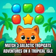 Match 3 Galactic Tropicats Adventures On A Tropical Isle - Island Mystery game